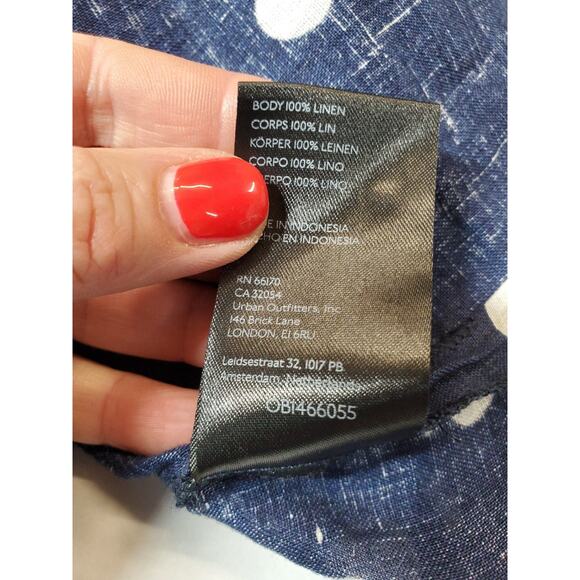 Anthropologie Maeve Top Womens Large Linen Boxy Polka-dot Button Down Blue - Picture 8 of 12